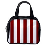 Vertical Stripes - White and Dark Red Classic Handbag (One Side)