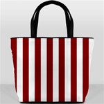 Vertical Stripes - White and Dark Red Bucket Bag