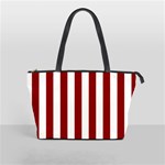 Vertical Stripes - White and Dark Red Classic Shoulder Handbag (One Side)