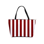 Vertical Stripes - White and Dark Red Classic Shoulder Handbag (Two Sides)