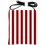 Vertical Stripes - White and Dark Red Shoulder Sling Bag