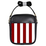 Vertical Stripes - White and Dark Red Girls Sling Bag