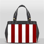 Vertical Stripes - White and Dark Red Classic Oversize Office Handbag (Two Sides)