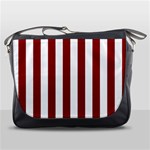 Vertical Stripes - White and Dark Red Messenger Bag