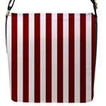 Vertical Stripes - White and Dark Red Flap Closure Messenger Bag (S)