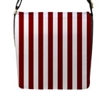 Vertical Stripes - White and Dark Red Flap Closure Messenger Bag (L)