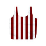 Vertical Stripes - White and Dark Red Full Print Recycle Bag (S)