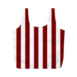 Vertical Stripes - White and Dark Red Full Print Recycle Bag (M)