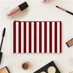 Vertical Stripes - White and Dark Red Cosmetic Bag (M)