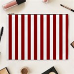 Vertical Stripes - White and Dark Red Cosmetic Bag (XL)