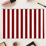 Vertical Stripes - White and Dark Red Cosmetic Bag (XXL)