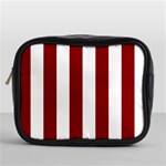 Vertical Stripes - White and Dark Red Mini Toiletries Bag (One Side)