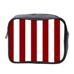 Vertical Stripes - White and Dark Red Mini Toiletries Bag (Two Sides)