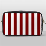 Vertical Stripes - White and Dark Red Toiletries Bag (One Side)