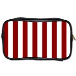 Vertical Stripes - White and Dark Red Toiletries Bag (Two Sides)