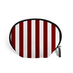 Vertical Stripes - White and Dark Red Accessory Pouch (Small)