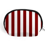 Vertical Stripes - White and Dark Red Accessory Pouch (Medium)