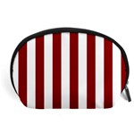 Vertical Stripes - White and Dark Red Accessory Pouch (Large)