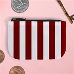 Vertical Stripes - White and Dark Red Mini Coin Purse