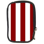 Vertical Stripes - White and Dark Red Compact Camera Leather Case