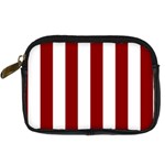 Vertical Stripes - White and Dark Red Digital Camera Leather Case