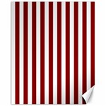 Vertical Stripes - White and Dark Red Canvas 11  x 14 