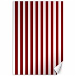 Vertical Stripes - White and Dark Red Canvas 12  x 18 