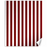 Vertical Stripes - White and Dark Red Canvas 16  x 20 