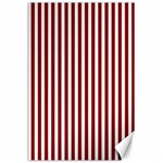 Vertical Stripes - White and Dark Red Canvas 24  x 36 