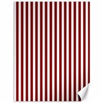 Vertical Stripes - White and Dark Red Canvas 36  x 48 