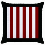 Vertical Stripes - White and Dark Red Throw Pillow Case (Black)