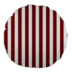 Vertical Stripes - White and Dark Red Large 18  Premium Round Cushion