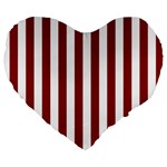 Vertical Stripes - White and Dark Red Large 19  Premium Heart Shape Cushion