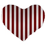 Vertical Stripes - White and Dark Red Large 19  Premium Flano Heart Shape Cushion