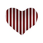 Vertical Stripes - White and Dark Red Standard 16  Premium Flano Heart Shape Cushion