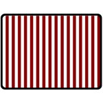 Vertical Stripes - White and Dark Red Fleece Blanket (Large) (One Side)