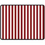 Vertical Stripes - White and Dark Red Double Sided Fleece Blanket (Medium) (Two Sides)