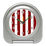 Vertical Stripes - White and Dark Red Desk Alarm Clock