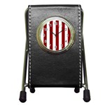 Vertical Stripes - White and Dark Red Pen Holder Desk Clock