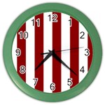 Vertical Stripes - White and Dark Red Color Wall Clock