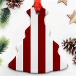 Vertical Stripes - White and Dark Red Ornament (Christmas Tree)