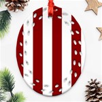 Vertical Stripes - White and Dark Red Ornament (Bell) Ornament (Oval Filigree)