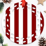 Vertical Stripes - White and Dark Red Ornament (Round Filigree)