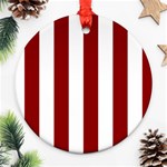 Vertical Stripes - White and Dark Red Round Ornament (Two Sides)