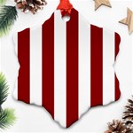 Vertical Stripes - White and Dark Red Ornament (Snowflake)