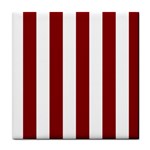 Vertical Stripes - White and Dark Red Tile Coaster