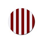 Vertical Stripes - White and Dark Red Rubber Coaster (Round)