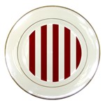 Vertical Stripes - White and Dark Red Porcelain Plate