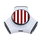 Vertical Stripes - White and Dark Red Portable USB Hub (One Side)