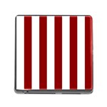 Vertical Stripes - White and Dark Red Memory Card Reader (Square)